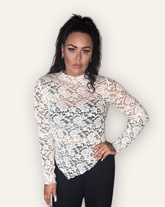 Toppur Anne Lace Long Sleeve Beige 15559-1