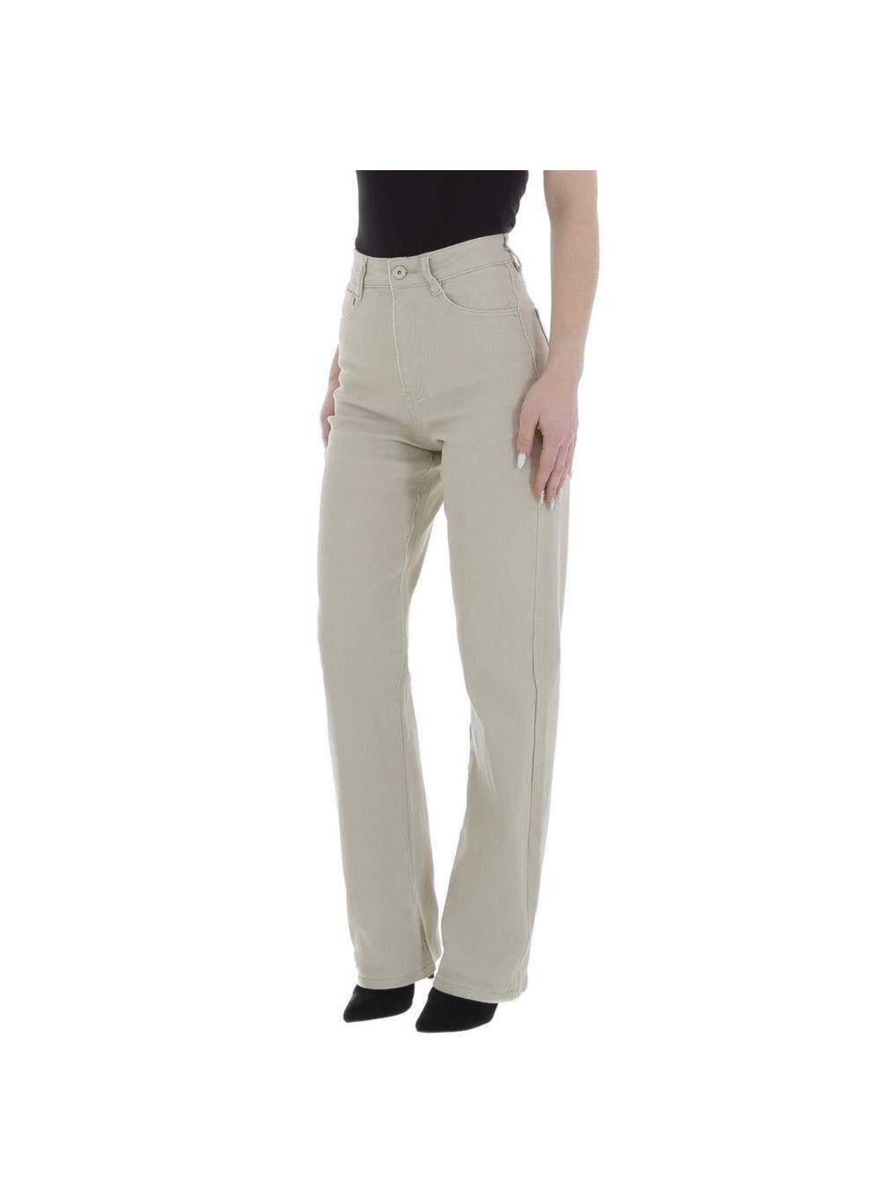 High Waist Jeans Beige