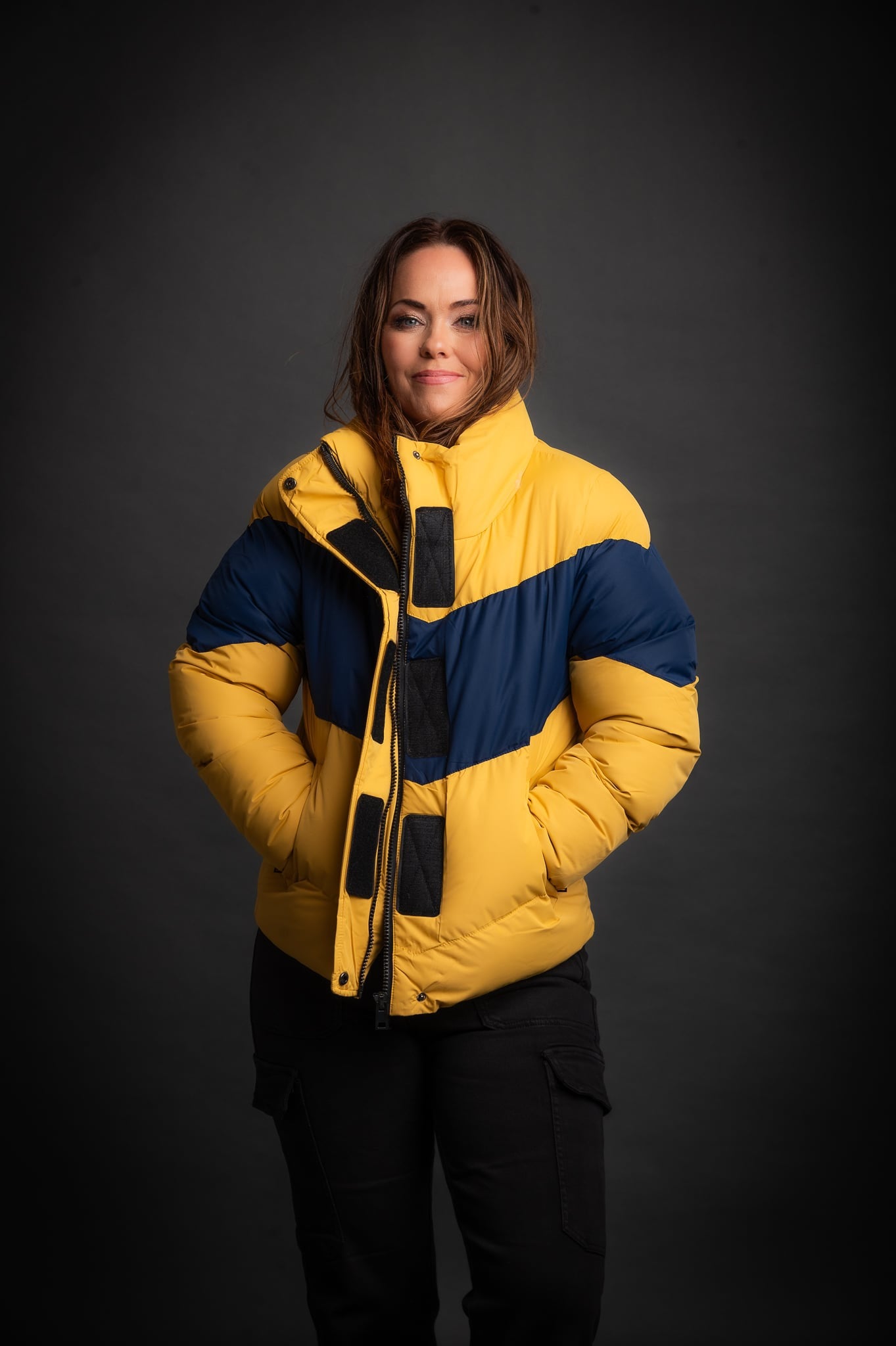 Winter Coat Navy and Yellow