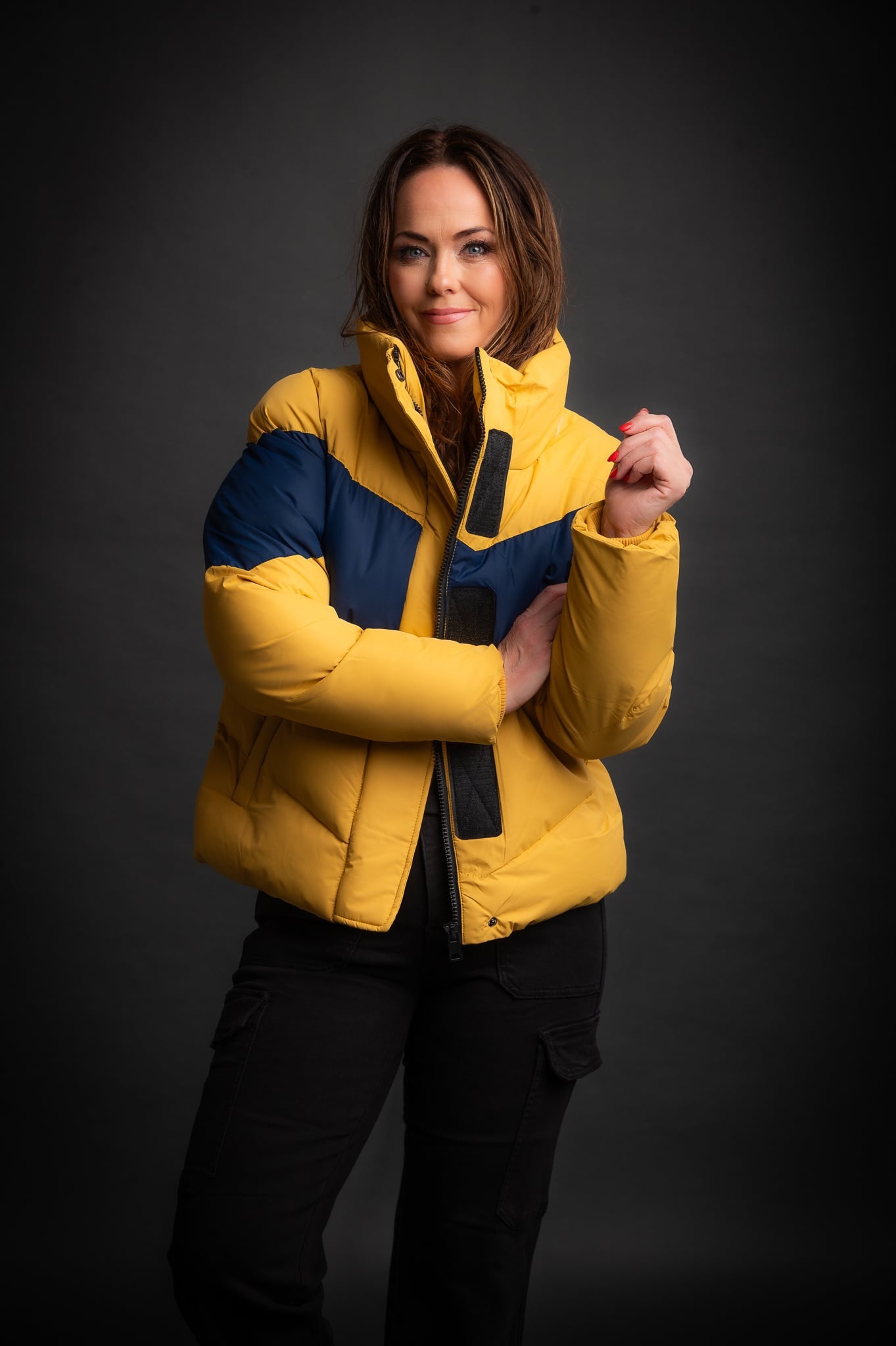 Winter Coat Navy and Yellow