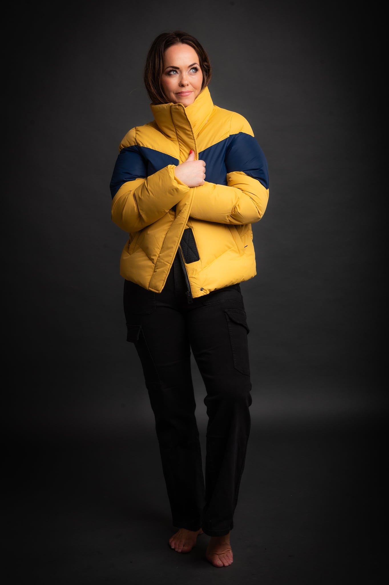 Winter Coat Navy and Yellow