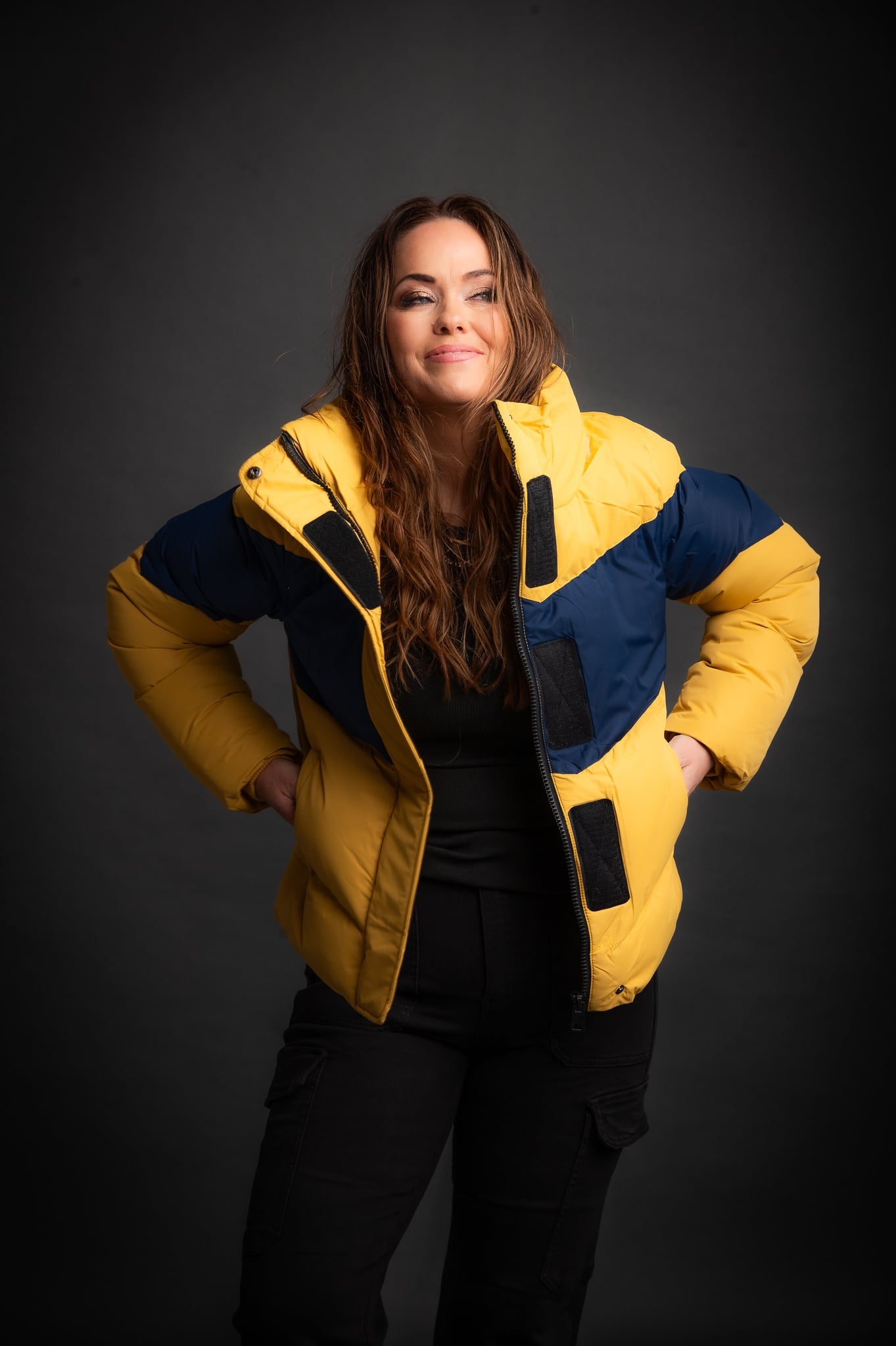 Winter Coat Navy and Yellow