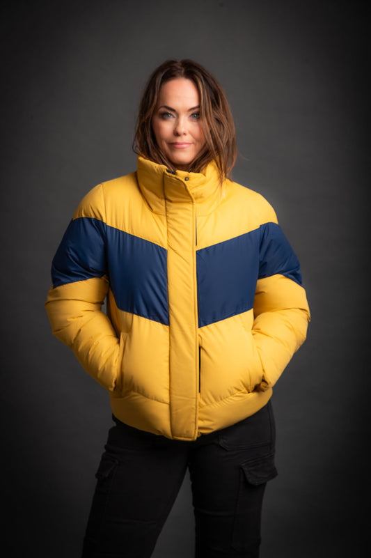 Winter Coat Navy and Yellow