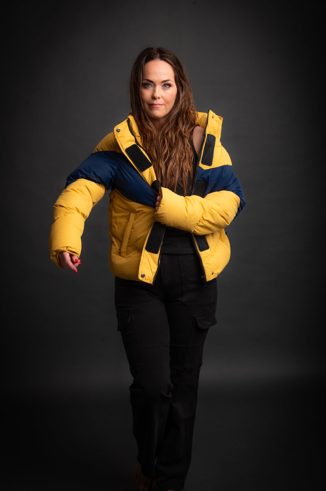 Winter Coat Navy and Yellow