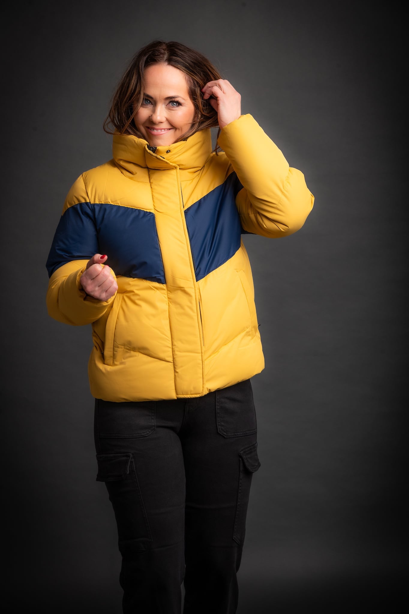 Winter Coat Navy and Yellow