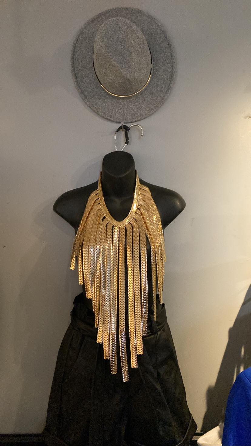 Long Fringe Metal Body Chain Necklace.