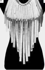 Long Fringe Metal Body Chain Necklace.