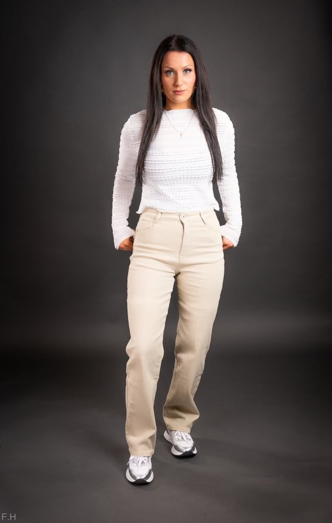 High Waist Jeans Beige