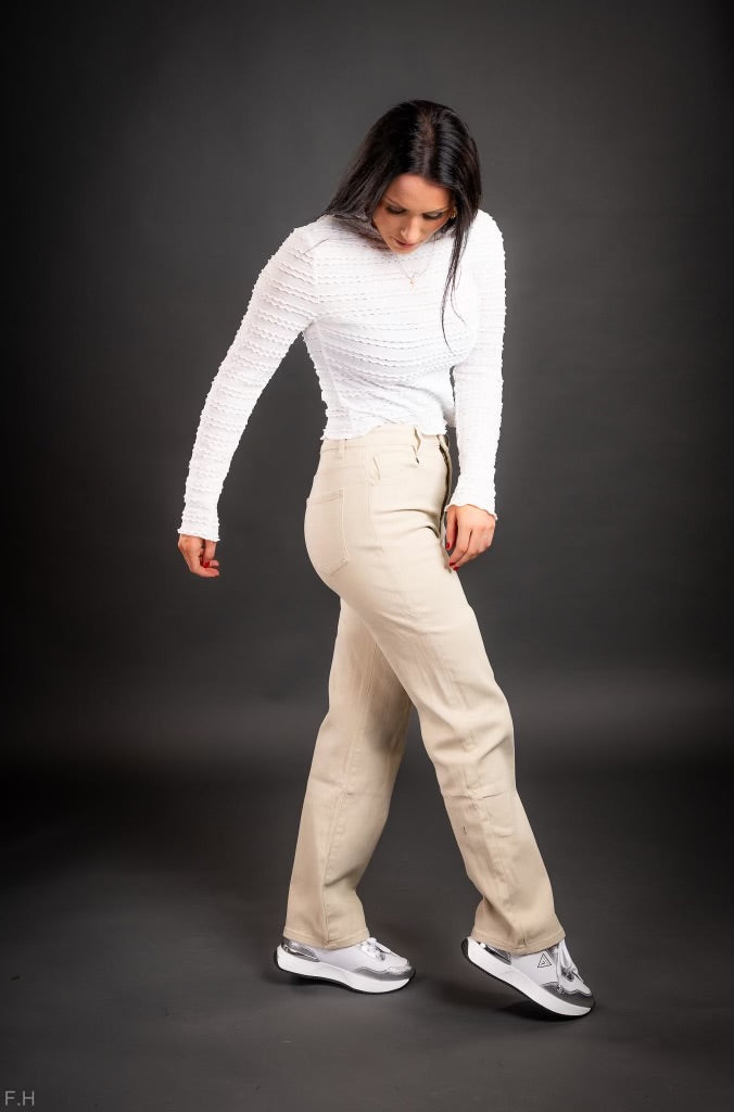 High Waist Jeans Beige