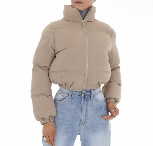 Bomber Cropped Jacket Beige