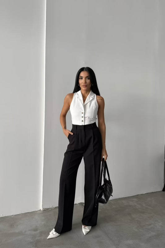 Valentina High Waist Tapered Carrot Pants Black
