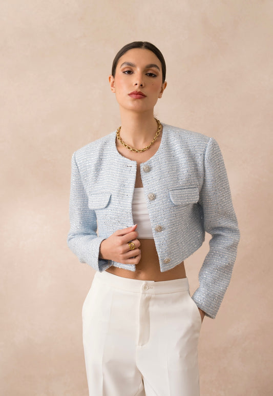 Blazer Sophia Tweed cropped Blue