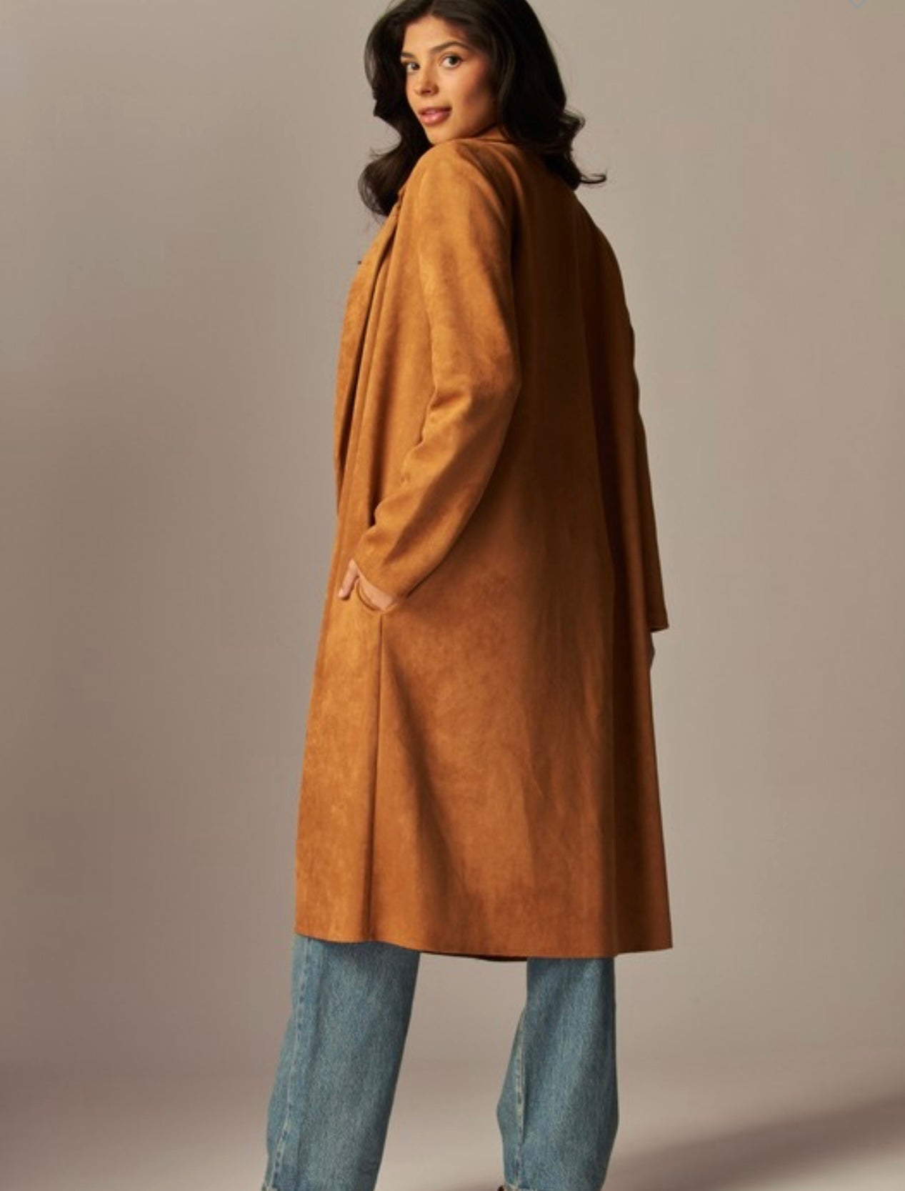 Vegan Suede Trenchcoat Camel