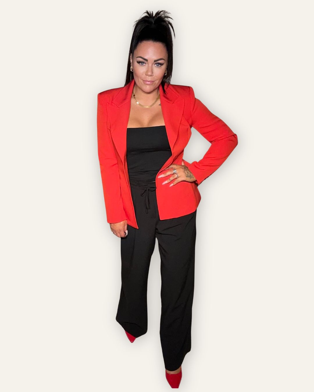 Blazer Rauður Two Button Fitted V-2597