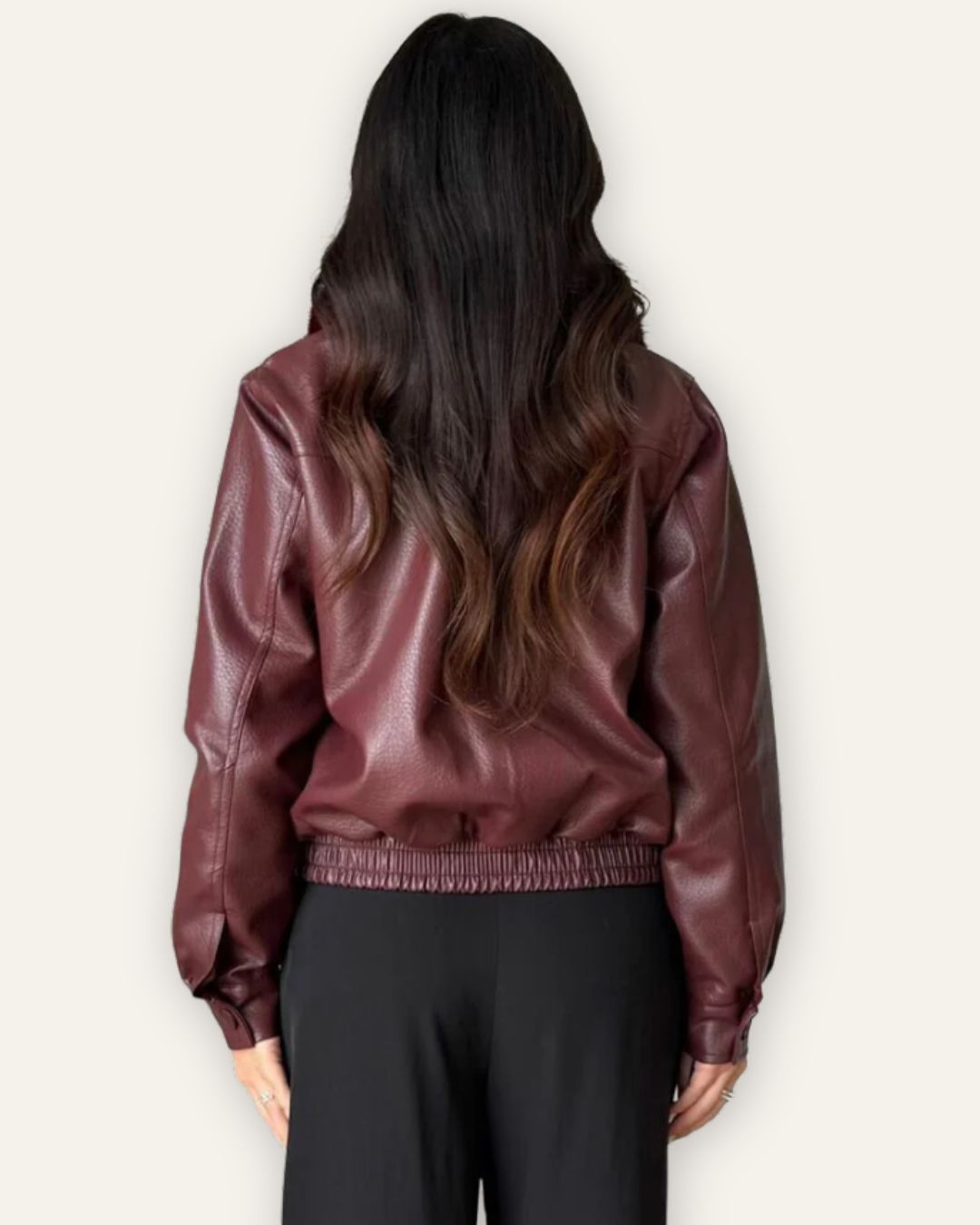 Vegan leður jakki /  faux fur kraga. Central Iceland