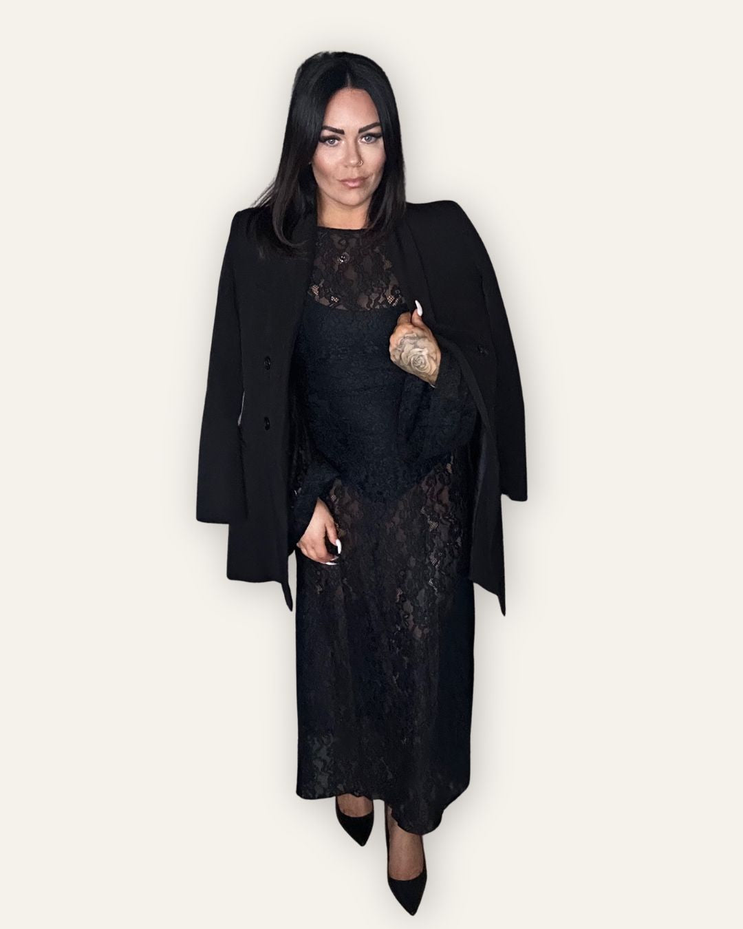 Kjóll Michell Mesh Lace Midi Dress 15681 Central Iceland