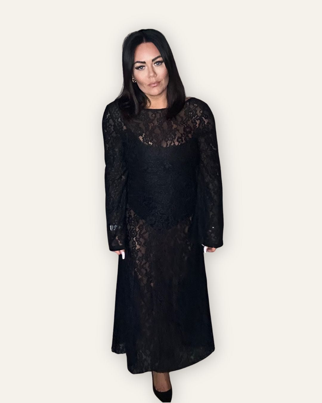 Kjóll Michell Mesh Lace Midi Dress 15681 Central Iceland