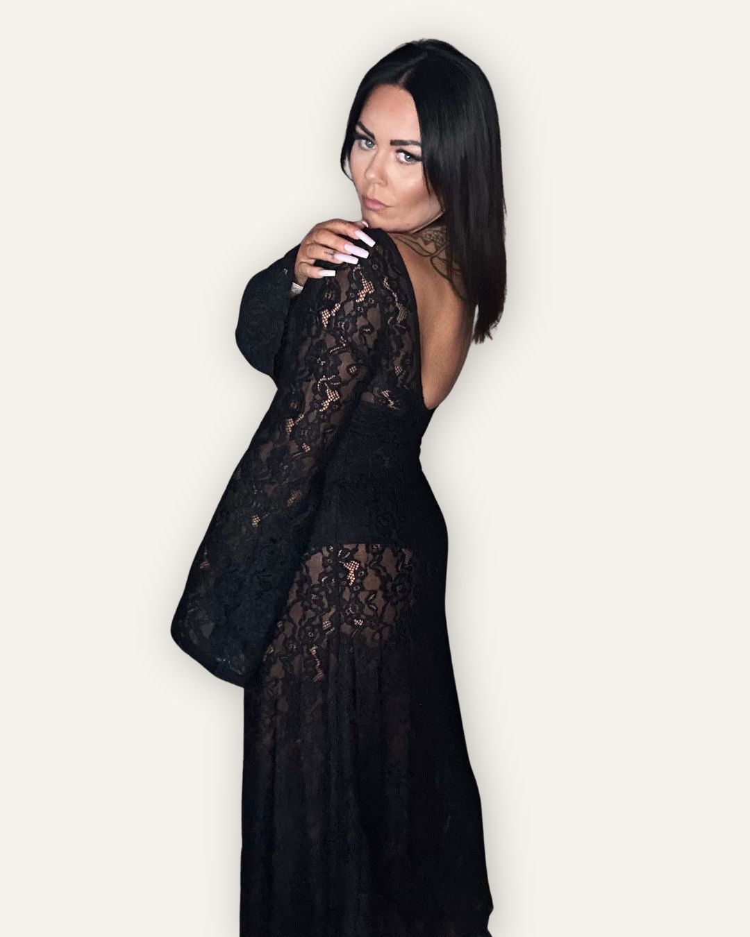 Kjóll Michell Mesh Lace Midi Dress 15681 Central Iceland