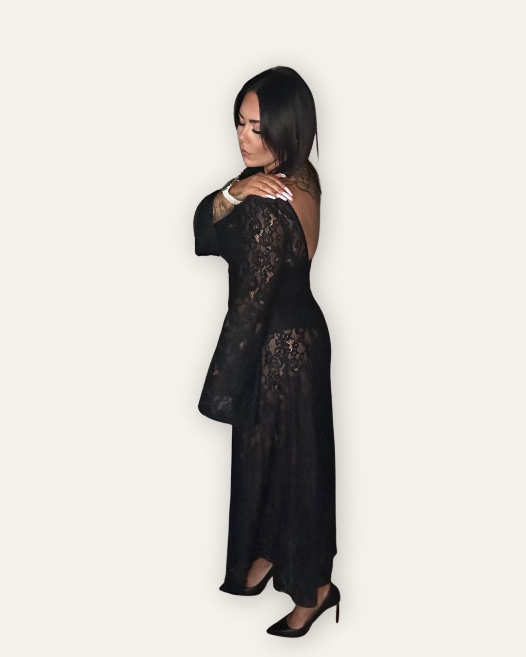 Kjóll Michell Mesh Lace Midi Dress 15681 Central Iceland