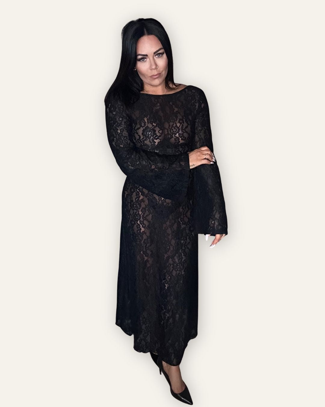 Kjóll Michell Mesh Lace Midi Dress 15681 Central Iceland