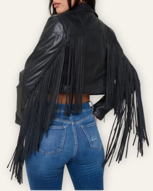 Cropped Biker kögurjakki