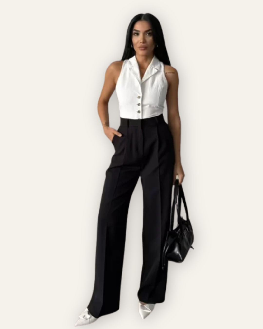 Valentina High Waist Tapered Carrot Pants Black Central Iceland