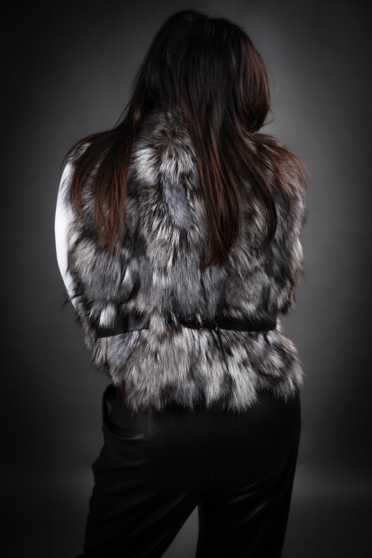 París vesti silfur refur/leður brúnt