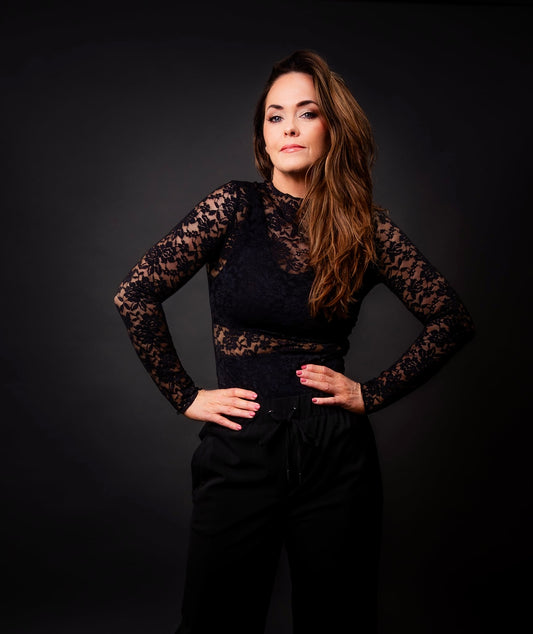 Toppur Anne Lace Long Sleeve Black 15559-1