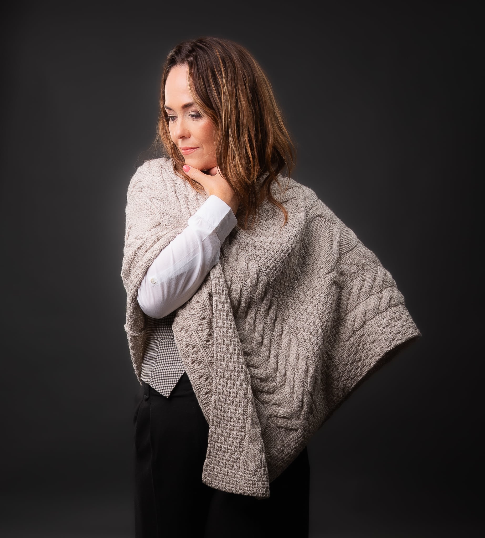 Walker and Hawkes Merino Ullar Poncho Stone Central Iceland