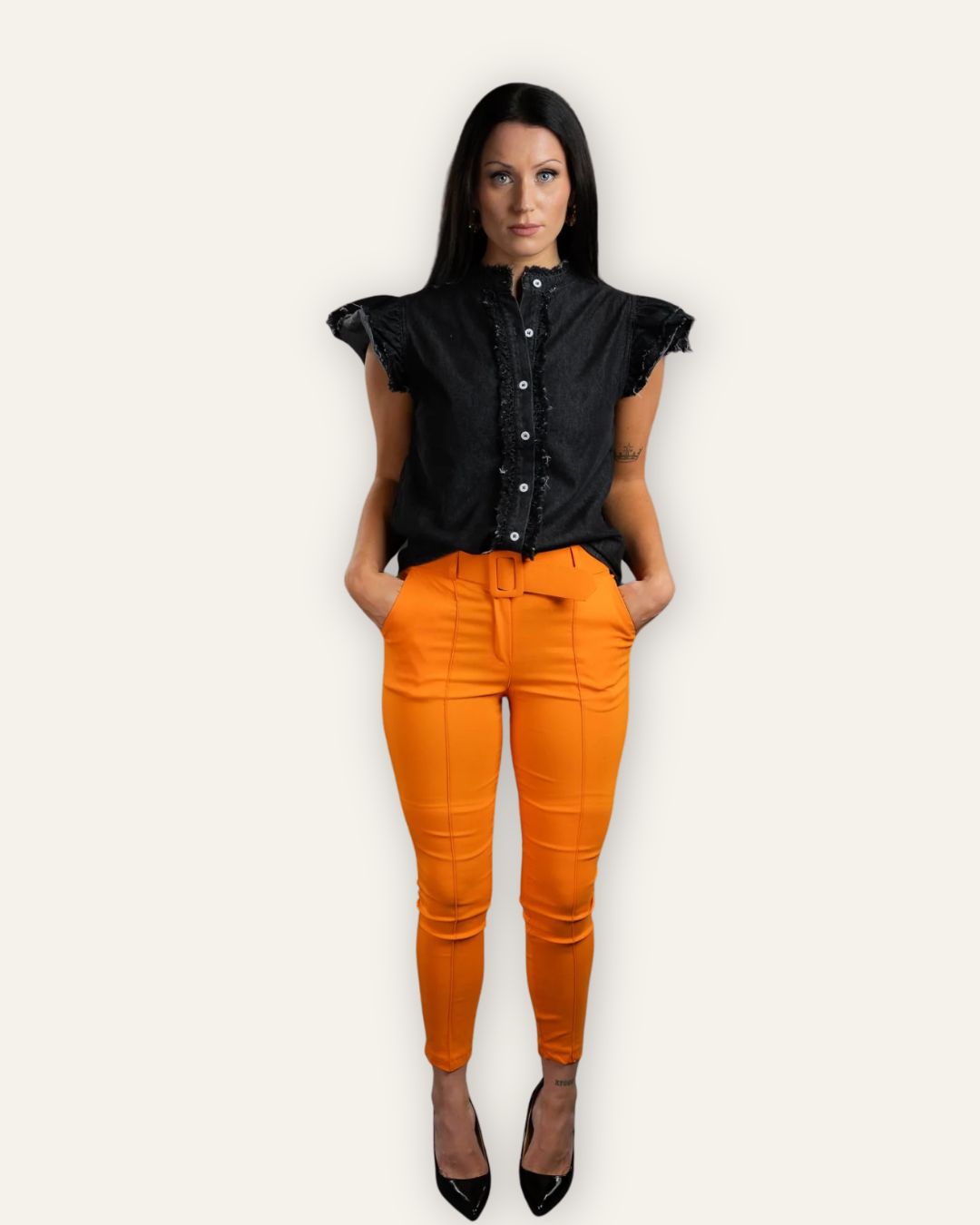 Buxur Orange Wide Buckle Belt 2376 Central Iceland