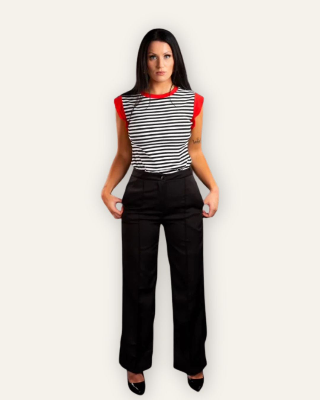 Buxur Black Visible Seam Ankle Slit 5081