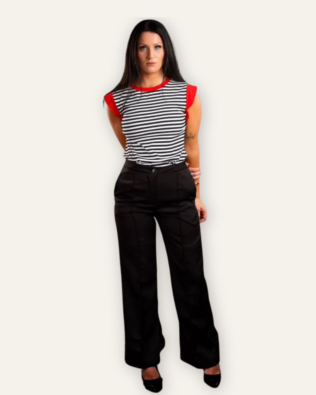 Buxur Black Visible Seam Ankle Slit 5081