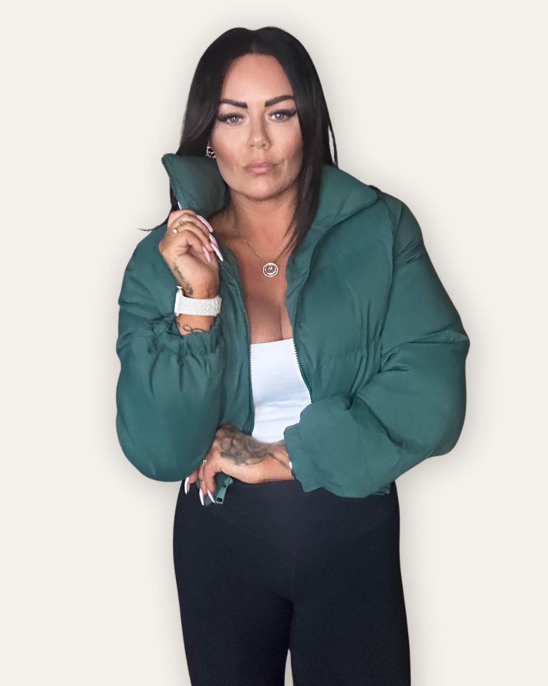 Bomber Cropped Jacket Green Central Iceland