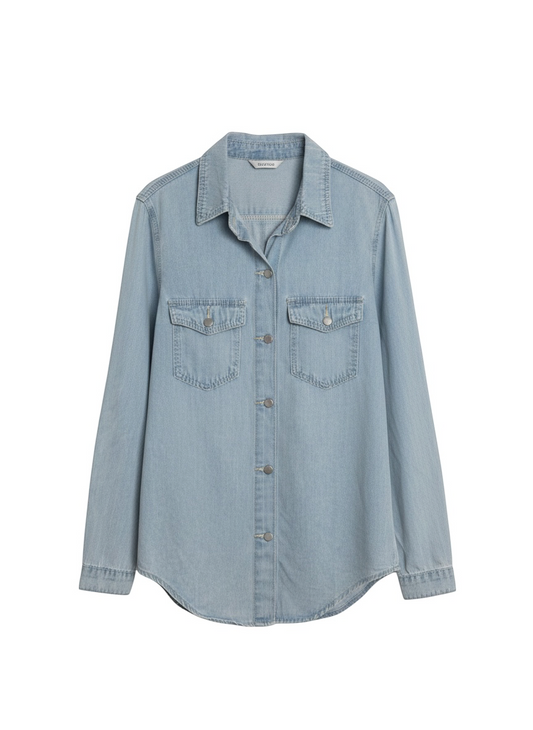 Classic Long Sleeve Button Down Denim Shirt Central Iceland