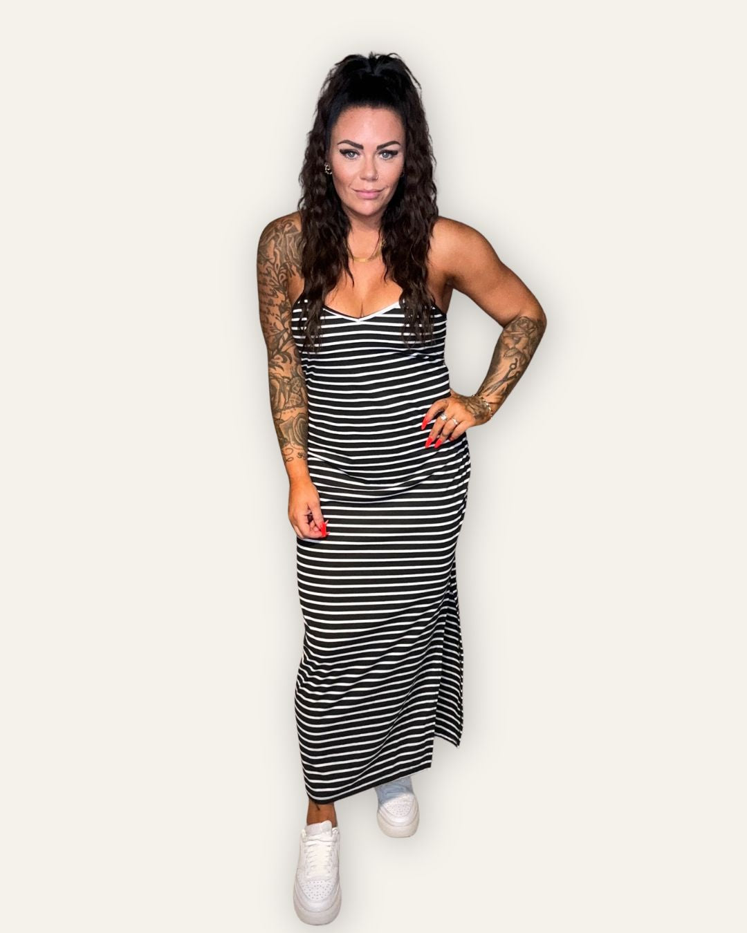 Kósý sett!                 Stripe Shoulder Tee Slit Pencil.